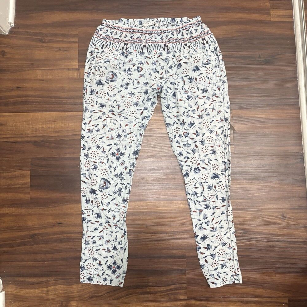 Xirena Sz XS Light Blue Paisley Boho 100% Cotton Lightweight Pull On Pants